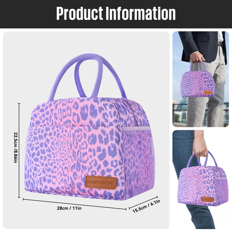 douyadady Lunch Bag Women/Men Lunch Box Women/Men (purple leopard) - Image 2